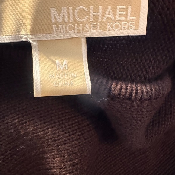 Michael Kors Dark Brown Oversized Women's Sweater featuring gold toned zippers - Picture 7 of 11